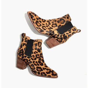 Madewell The Regan Leopard Calf Hair Ankle Pull On Boots Size 7 $178